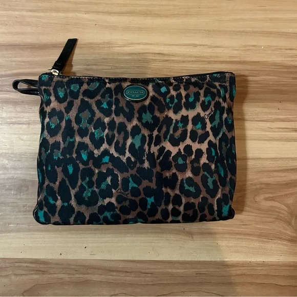 Coach Leopard Print Clutch - Brown and Black - Picture 1 of 5
